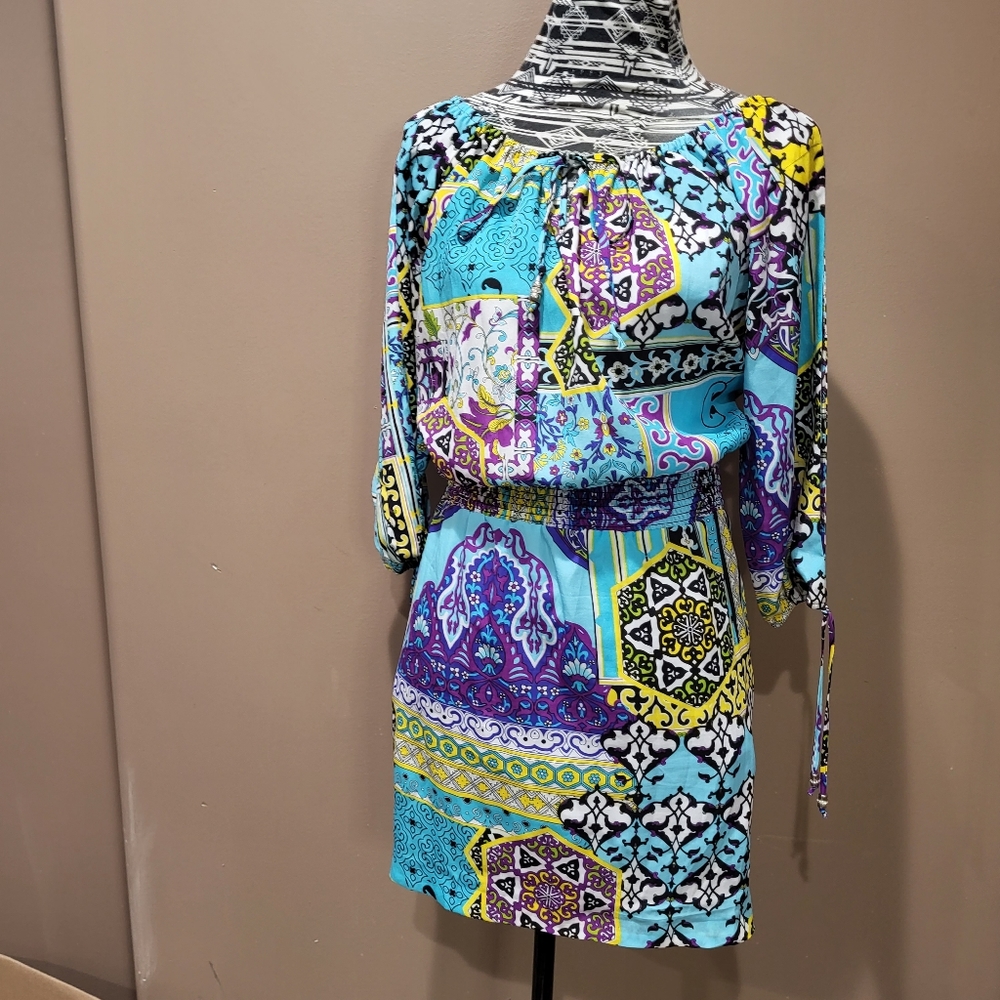 Caché Bright Patterned Lightweight Dress -sz XS